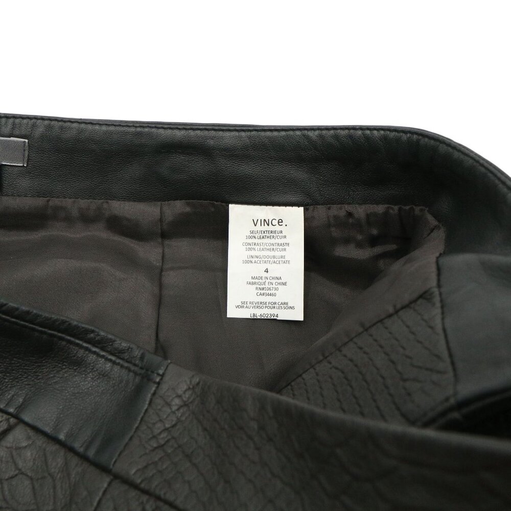 Vince Genuine Leather Snake Embossed Pencil Skirt Graphite Gray Black Zip 4 - Picture 6 of 7